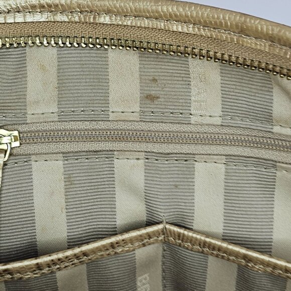 Brahmin Medium Classy Asher Leather Shoulder Tote Bag Gold Tones Calf Hair - Picture 15 of 16